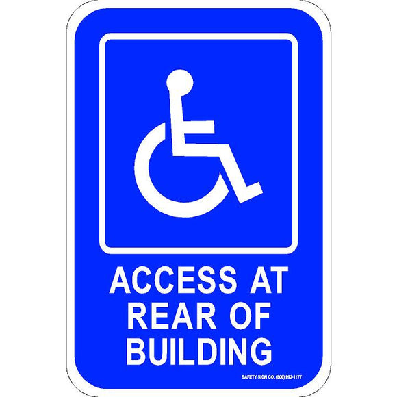 ADA PARKING SIGN ACCESS AT REAR OF BUILDING (WITH GRAPHIC)
