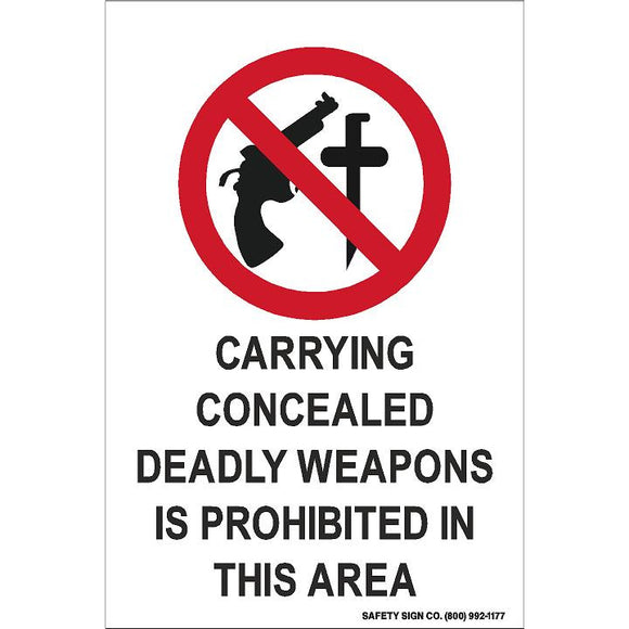(SYMBOL) CARRYING CONCEALED DEADLY WEAPONS IS PROHIBITED IN THIS AREA (STALAR® Vinyl Press On)