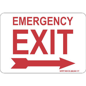 EMERGENCY EXIT (RIGHT ARROW) (RED/WHITE)