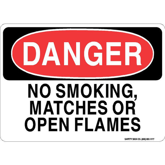 DANGER NO SMOKING, MATCHES OR OPEN FLAMES SIGN