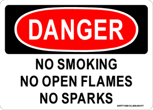 DANGER NO SMOKING NO OPEN FLAMES NO SPARKS