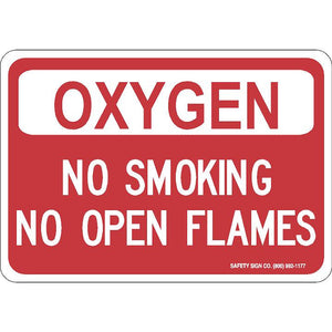 OXYGEN NO SMOKING NO OPEN FLAMES (WHITE / RED) SIGN