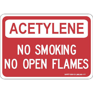 ACETYLENE NO SMOKING NO OPEN FLAMES (WHITE / RED) SIGN