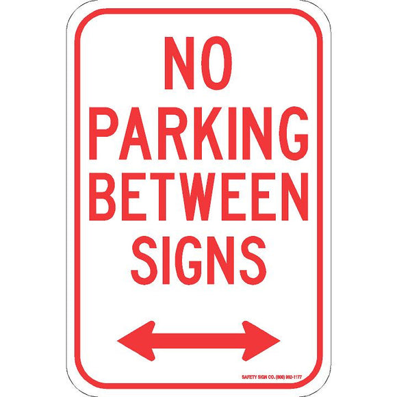 NO PARKING BETWEEN SIGNS (DOUBLE ARROW)