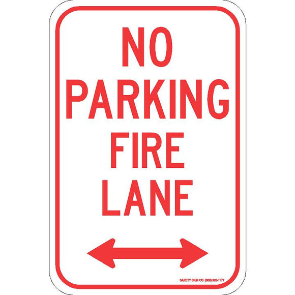 NO PARKING FIRE LANE (DOUBLE ARROW) SIGN