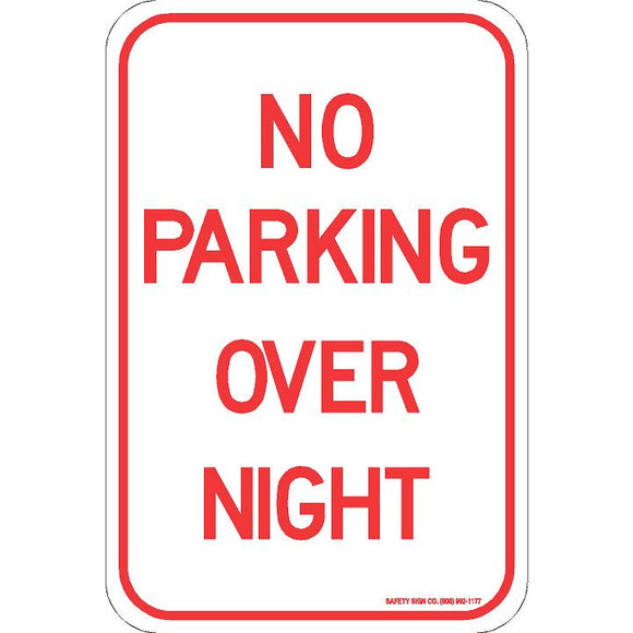 NO PARKING OVER NIGHT SIGN