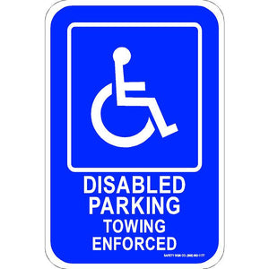 ADA PARKING SIGN DISABLED PARKING TOWING ENFORCED (WITH GRAPHIC)