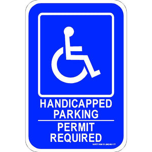 ADA HANDICAPPED PARKING PERMIT REQUIRED SIGN (WITH GRAPHIC)