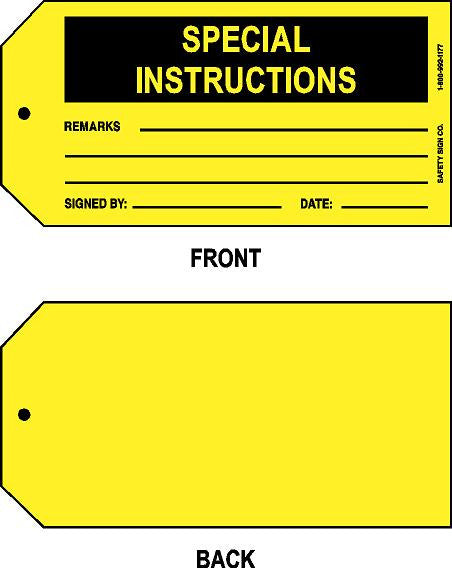 SPECIAL INSTRUCTIONS TAG