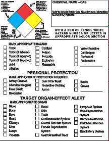 RIGHT TO KNOW WRITE-ON LABELS (PRESSURE-SENSITIVE PAPER LABEL)