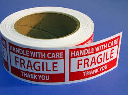 HANDLE WITH CARE - FRAGILE - THANK YOU (PRESSURE-SENSITIVE PAPER LABEL)