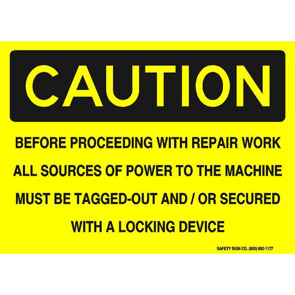 Taged Machine Sign WORKPLACE SAFETY – Tagged