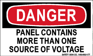 DANGER PANEL CONTAINS MORE THAN ONE SOURCE OF VOLTAGE (STALAR® Vinyl Press On)
