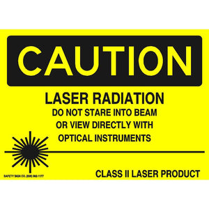 CAUTION LASER RADIATION DO NOT STARE INTO BEAM OR VIEW DIRECTLY WITH OPTICAL INSTRUMENTS CLASS II LASER PRODUCT (STALAR® Vinyl Press On)